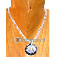 Necklaces, Handmade From Resin Inlaid With Shell, Glass Beads.
