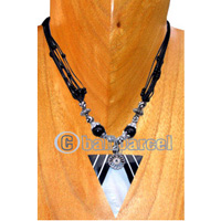 Necklaces, Handmade From Glassbead, Shell And Catton String.