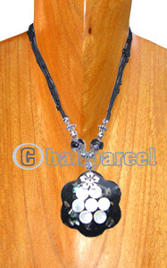 Necklaces, Handmade From Resin Inlaid With Shell, Glass Beads, Cotton String.