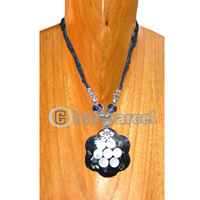 Necklaces, Handmade From Resin Inlaid With Shell, Glass Beads, Cotton String.
