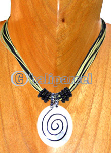 Necklaces, Handmade From Shell, Spiral, Glass Beads And Cotton String