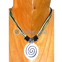 Necklaces, Handmade From Shell, Spiral, Glass Beads And Cotton String
