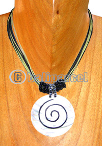 Necklaces, Handmade From Shell, Spiral, Glass Beads And Cotton String