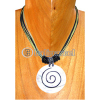 Necklaces, Handmade From Shell, Spiral, Glass Beads And Cotton String