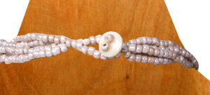 Necklaces, Handmade From Shell, Glass & Metal Beads With Resin.
