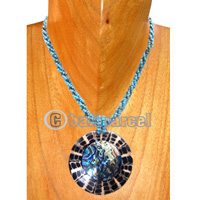 Necklaces, Handmade From Resin Inlaid With Shell And Glass Beads.