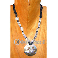 Necklaces, Handmade From Resin Inlaid With Shell And Glass Beads.