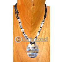 Necklaces, Handmade From Resin Inlaid With Shell And Glass Beads.