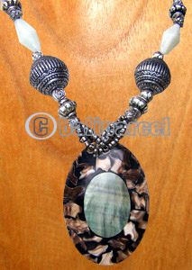Necklaces, Handmade From Resin Inlaid With Shell And Glass Beads.