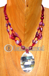 Necklaces, Handmade From Resin Inlaid With Shell And Glass Beads.