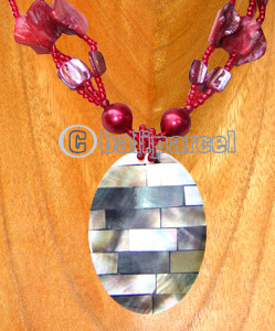 Necklaces, Handmade From Resin Inlaid With Shell And Glass Beads.