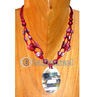 Necklaces, Handmade From Resin Inlaid With Shell And Glass Beads.