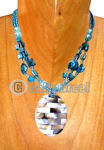 Necklaces, Handmade From Resin Inlaid With Shell And Glass Beads.