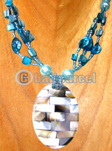 Necklaces, Handmade From Resin Inlaid With Shell And Glass Beads.