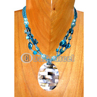Necklaces, Handmade From Resin Inlaid With Shell And Glass Beads.