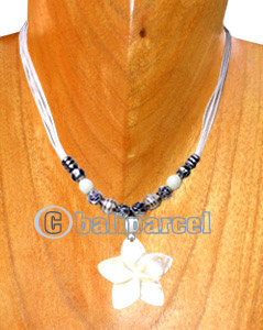 Necklaces, Handmade From Glassbead, Shell And Catton String.
