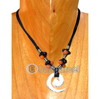 Necklaces, Handmade From Shell, Spiral, Glass Beads And Cotton String