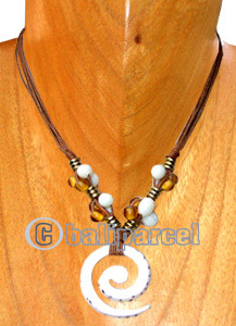 Necklaces, Handmade From Shell, Spiral, Glass Beads And Cotton String