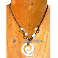 Necklaces, Handmade From Shell, Spiral, Glass Beads And Cotton String