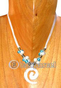 Necklaces, Handmade From Shell, Spiral, Glass Beads And Cotton String