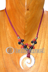 Necklaces, Handmade From Shell, Spiral, Glass Beads And Cotton String