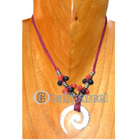 Necklaces, Handmade From Shell, Spiral, Glass Beads And Cotton String