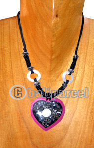 Necklaces, Handmade From Resin Inlaid With Shell & Shiva Eye, Glassbead And Cotton String