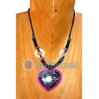 Necklaces, Handmade From Resin Inlaid With Shell & Shiva Eye, Glassbead And Cotton String