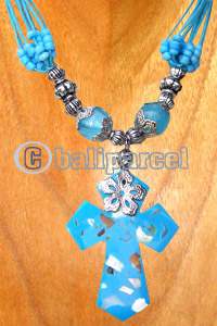Necklaces, Handmade From Resin Inlaid With Shell, Glass & Metal Beads, Cotton String