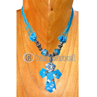 Necklaces, Handmade From Resin Inlaid With Shell, Glass & Metal Beads, Cotton String
