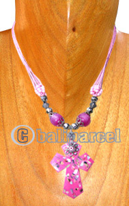 Necklaces, Handmade From Resin Inlaid With Shell, Glass & Metal Beads, Cotton String