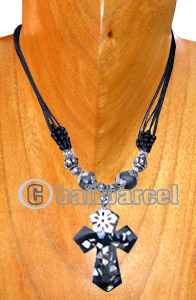 Necklaces, Handmade From Resin Inlaid With Shell, Glass Beads, Cotton String.