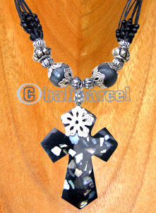 Necklaces, Handmade From Resin Inlaid With Shell, Glass Beads, Cotton String.