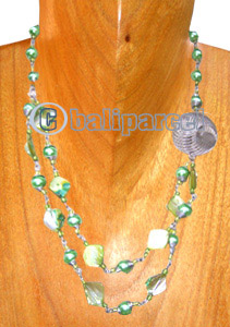 Necklaces, Handmade From Glassbead And Shell.