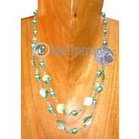 Necklaces, Handmade From Glassbead And Shell.