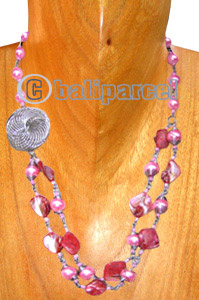 Necklaces, Handmade From Glassbead And Shell.
