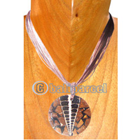 Necklaces, Handmade From Resin Inlaid With Shell.