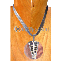 Necklaces, Handmade From Sono Wood Inlaid With Shell.