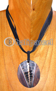 Necklaces, Handmade From Sono Wood Inlaid With Shell.