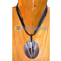Necklaces, Handmade From Sono Wood Inlaid With Shell.