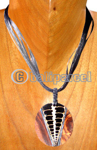 Necklaces, Handmade From Sono Wood Inlaid With Shell.