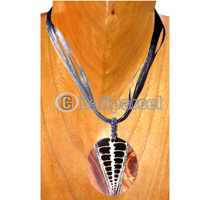 Necklaces, Handmade From Sono Wood Inlaid With Shell.