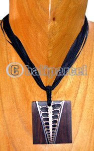 Necklaces, Handmade From Sono Wood Inlaid With Shell.