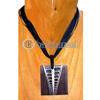 Necklaces, Handmade From Sono Wood Inlaid With Shell.