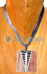Necklaces, Handmade From Sono Wood Inlaid With Shell.