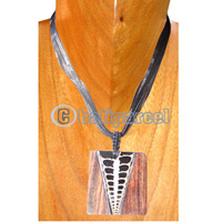 Necklaces, Handmade From Sono Wood Inlaid With Shell.