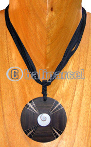 Necklaces, Handmade From Sono Wood Inlaid With Shell.
