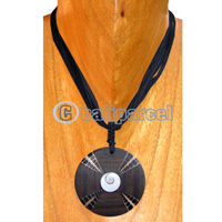 Necklaces, Handmade From Sono Wood Inlaid With Shell.