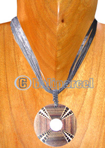 Necklaces, Handmade From Sono Wood Inlaid With Shell.