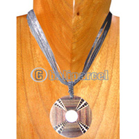 Necklaces, Handmade From Sono Wood Inlaid With Shell.